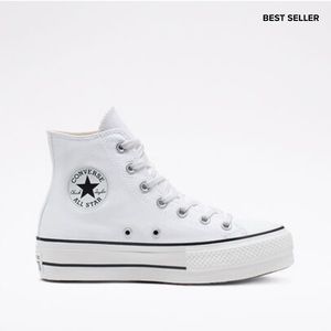 White high top platform converse